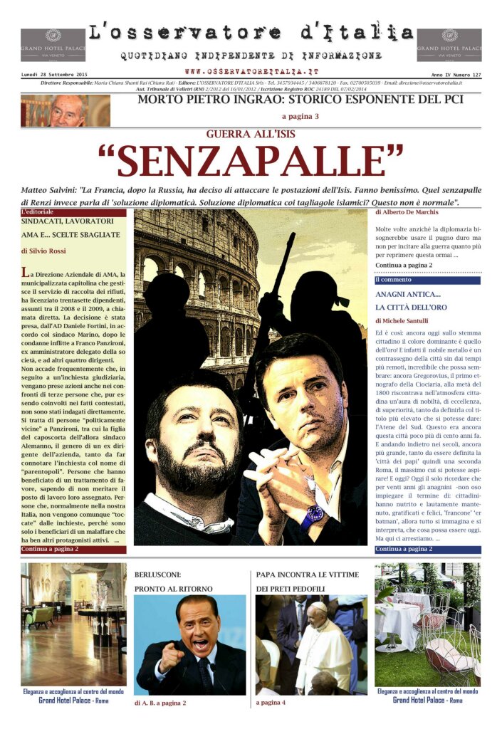 L'osservatore d'Italia edizione del 28 Settembre 2015